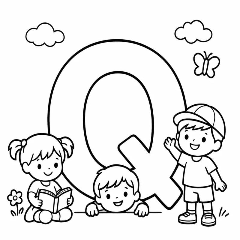 Tekenen Letter Q gratis afdrukbaar eenvoudig