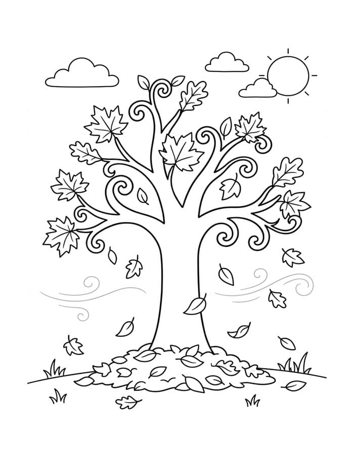 Afbeelding Herfstboom gratis afdrukbaar
