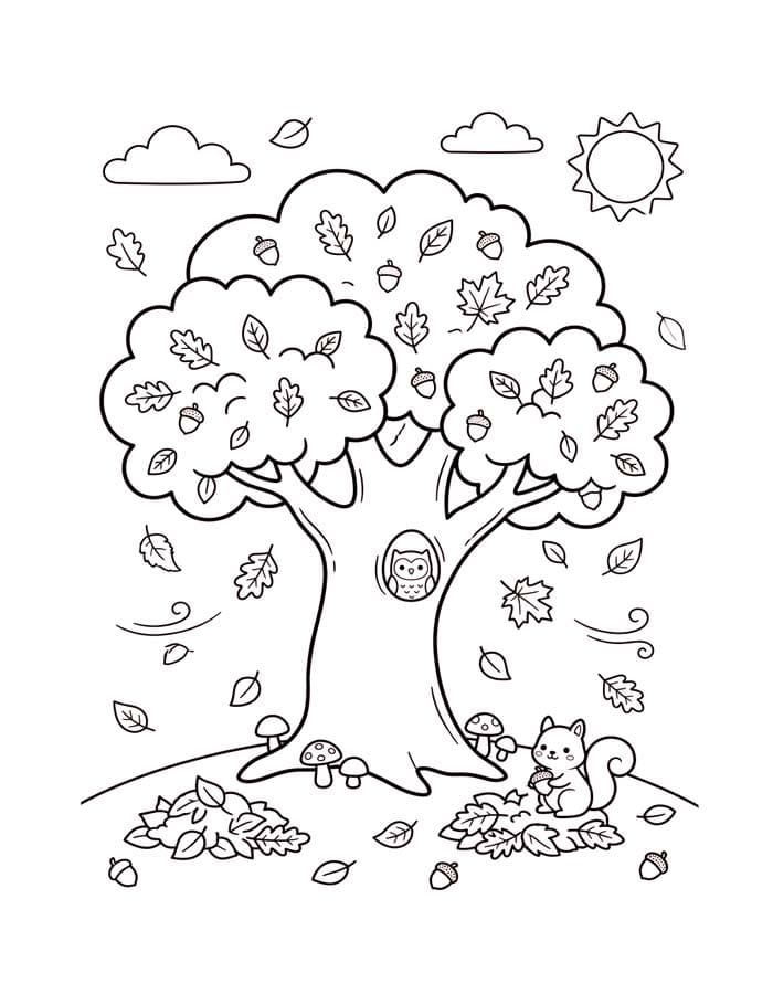 Herfstboom afdrukbaar simpel