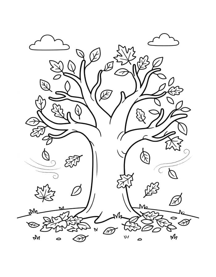 Herfstboom gratis afdrukbaar simpel