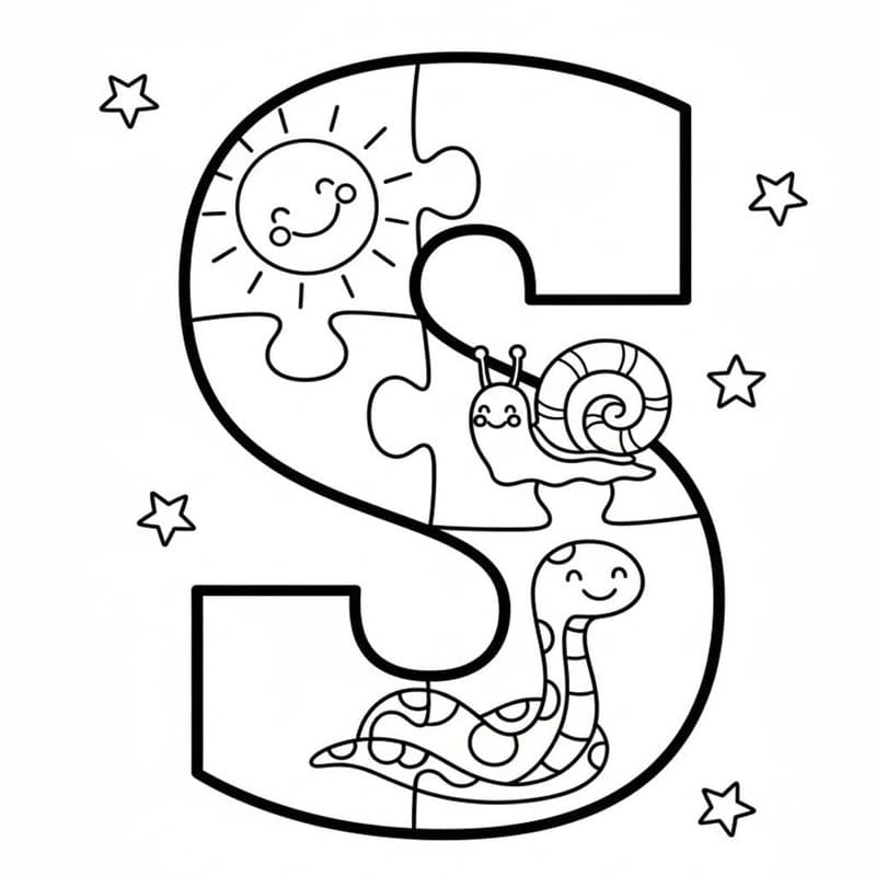 Letter S gratis afdrukbaar