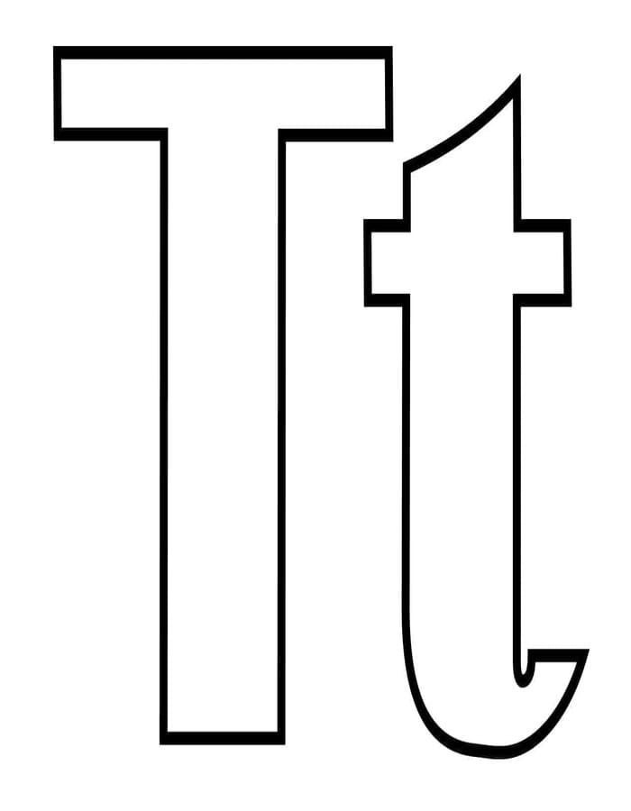 Letter T gratis afdrukbaar simpel
