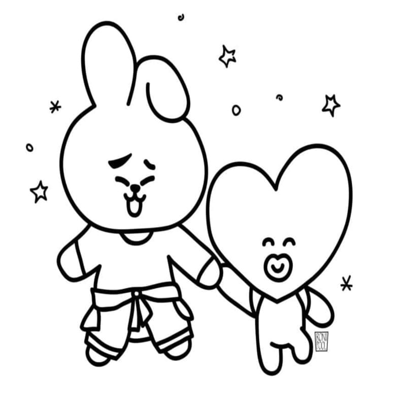 Tekenen BT21 afdrukbaar eenvoudig