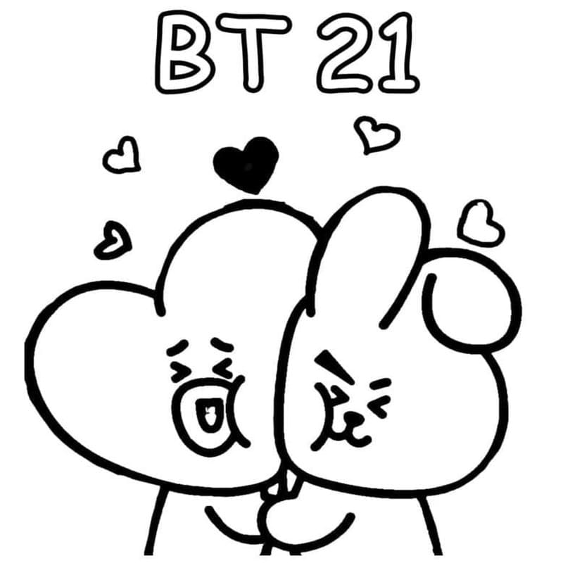Tekenen BT21 gratis afdrukbaar simpel