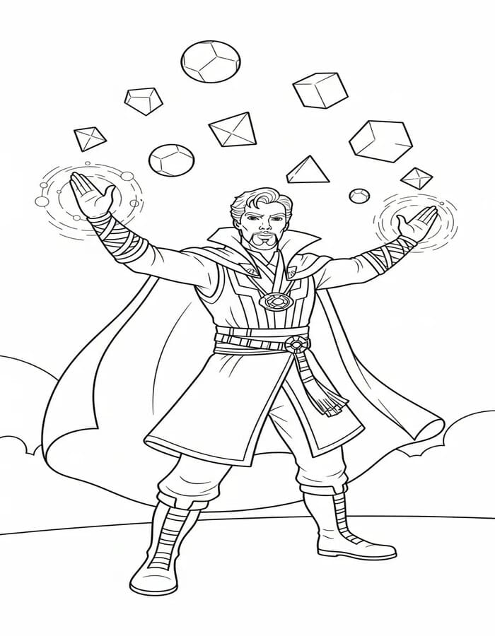 Tekenen Doctor Strange gratis afdrukbaar basis