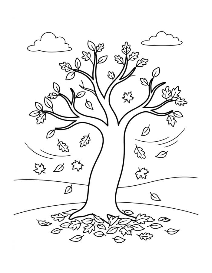 Tekenen Herfstboom afdrukbaar basis