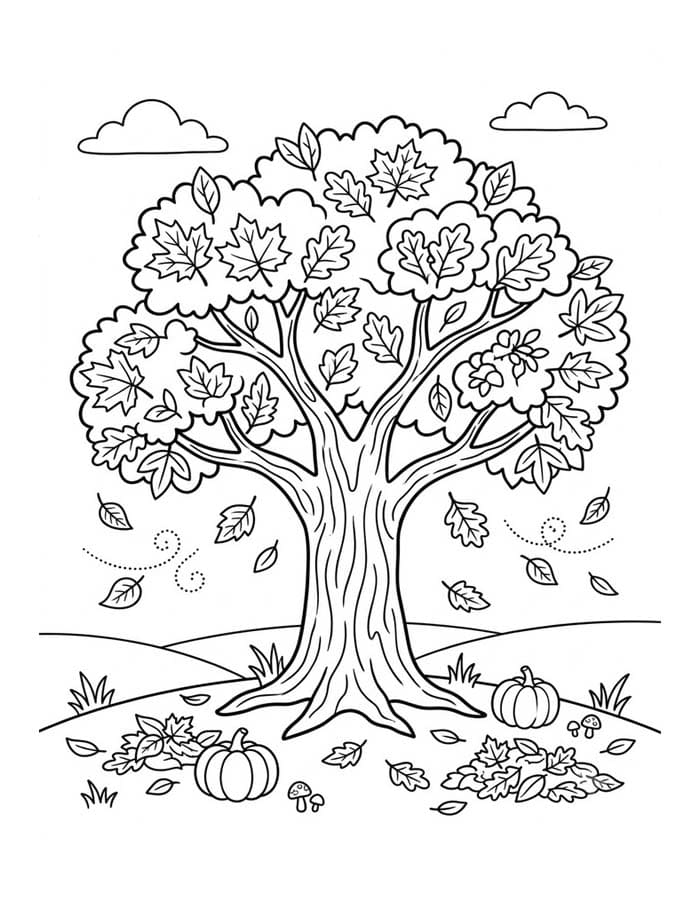 Tekenen Herfstboom afdrukbaar