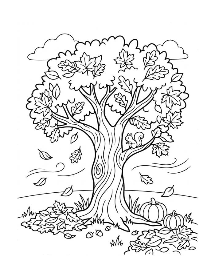 Tekenen Herfstboom eenvoudig