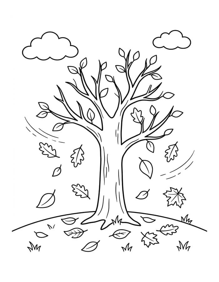 Tekenen Herfstboom gratis afdrukbaar