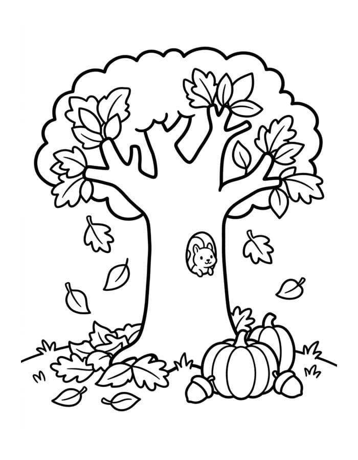 Tekenen Herfstboom gratis
