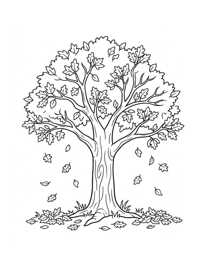 Tekenen Herfstboom gratis simpel