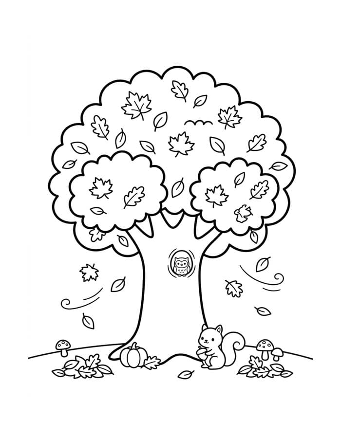 Tekenen Herfstboom simpel