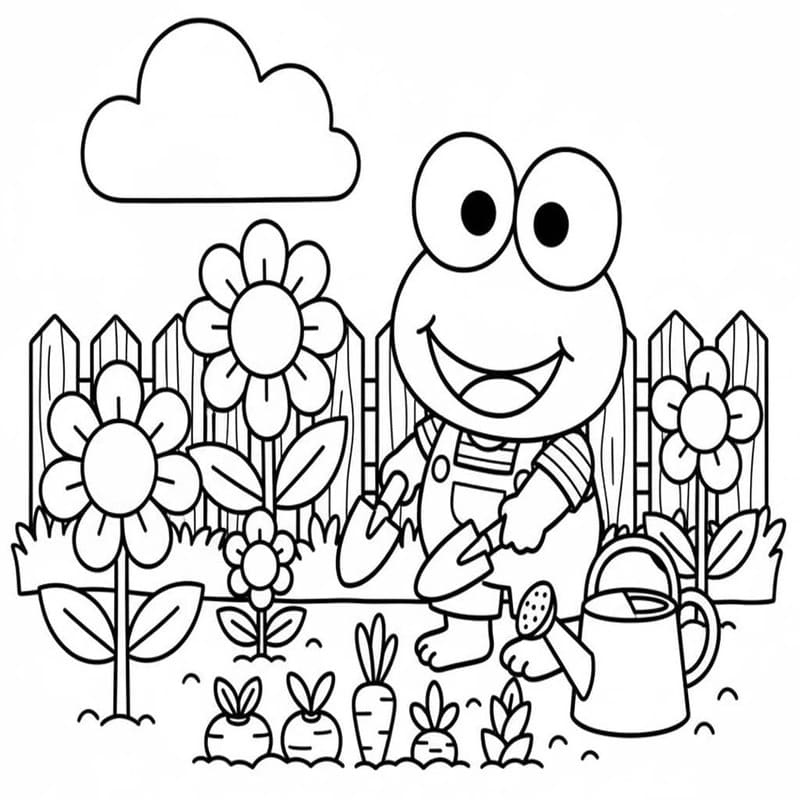 Tekenen Keroppi afdrukbaar