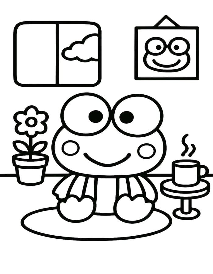 Tekenen Keroppi afdrukbaar voor kinderen