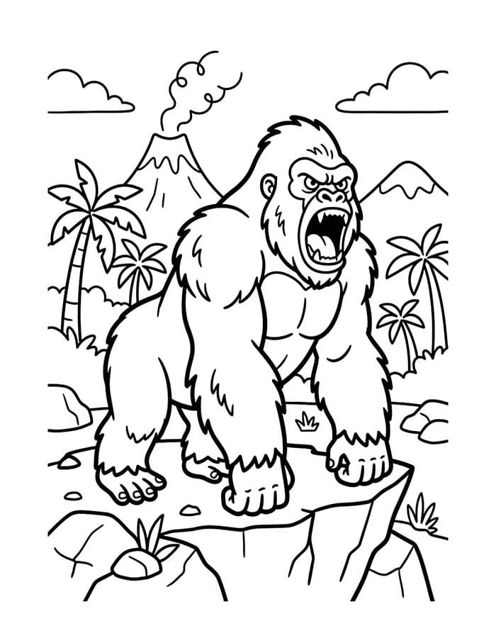Tekenen King Kong afdrukbaar eenvoudig