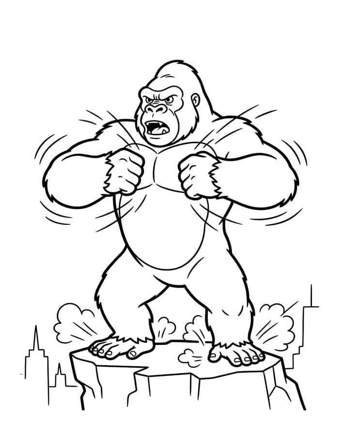 Tekenen King Kong gratis afdrukbaar basis
