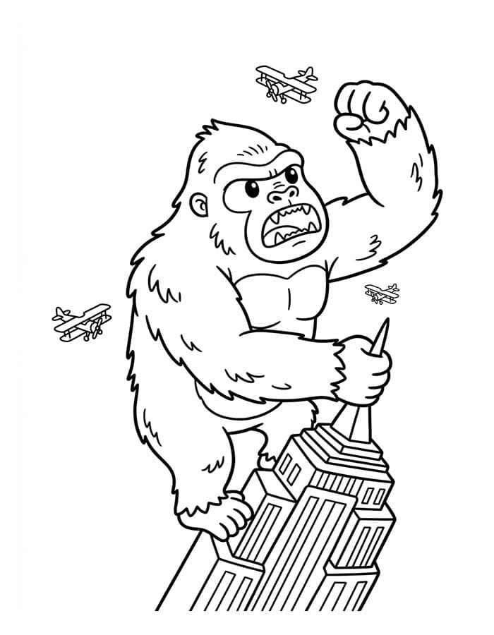Tekenen King Kong gratis afdrukbaar eenvoudig