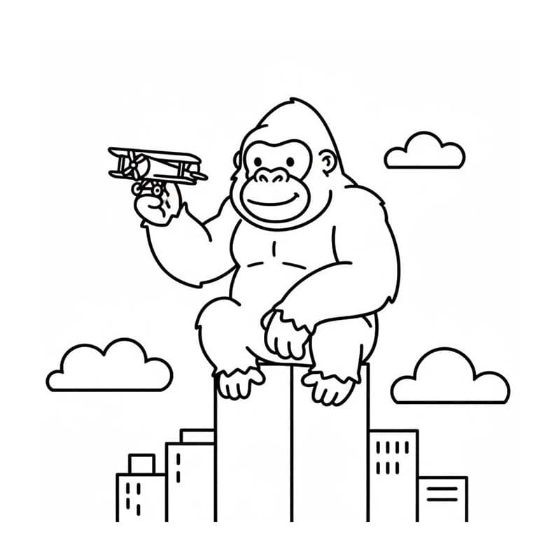 Tekenen King Kong gratis afdrukbaar simpel