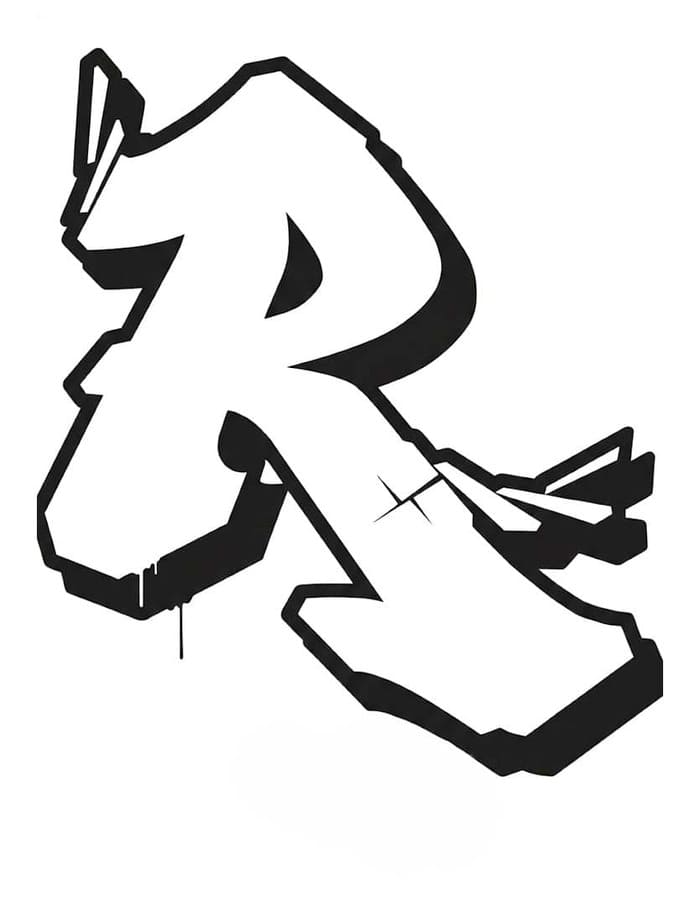 Tekenen Letter R gratis afdrukbaar basis