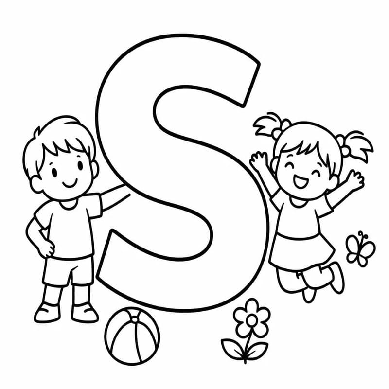 Tekenen Letter S gratis afdrukbaar simpel