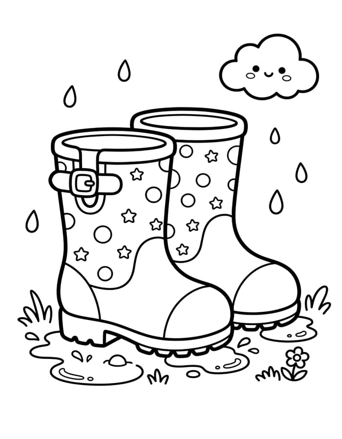Tekenen Regenlaarzen afdrukbaar