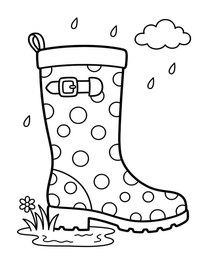 Tekenen Regenlaarzen afdrukbaar simpel