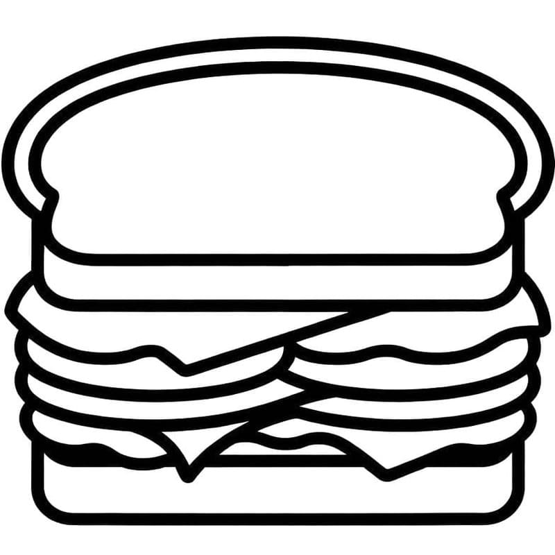 Tekenen Sandwich afdrukbaar eenvoudig