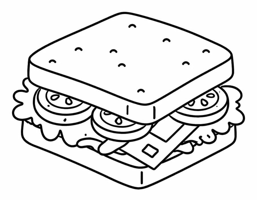 Tekenen Sandwich gratis afdrukbaar