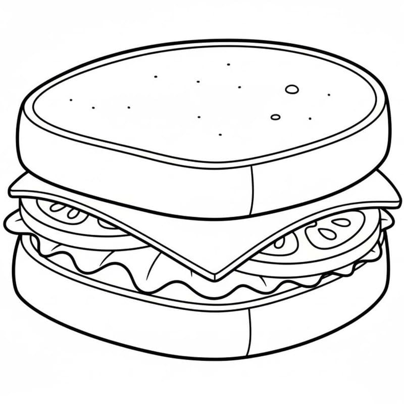 Tekenen Sandwich gratis afdrukbaar simpel