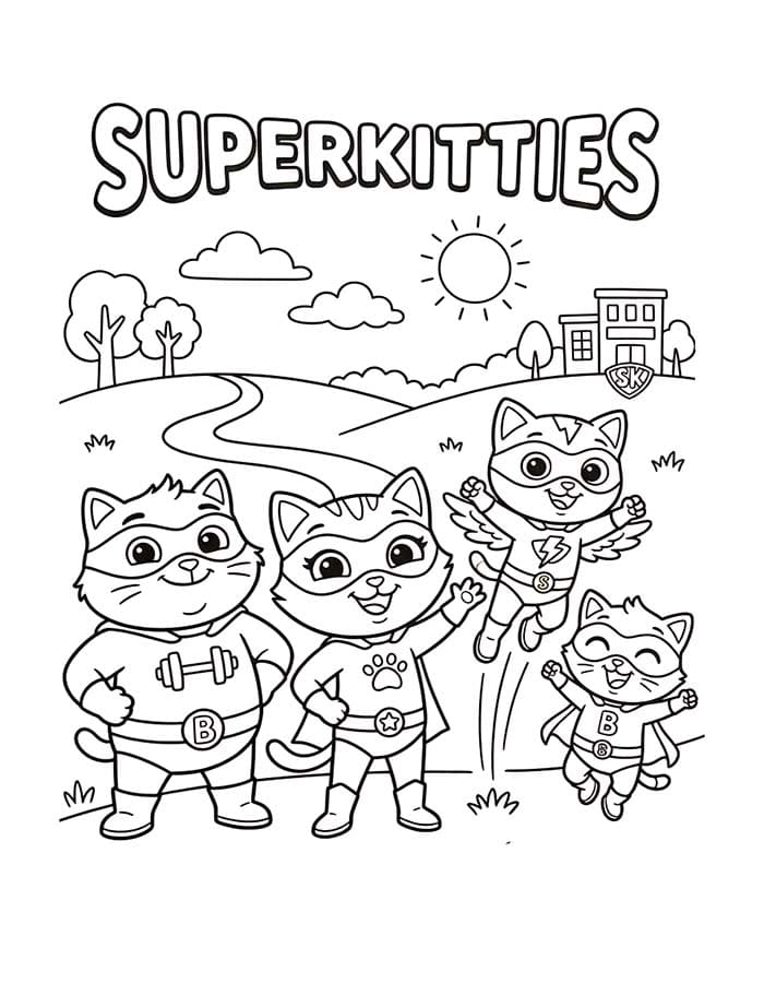 Tekenen Super Katjes gratis afdrukbaar eenvoudig