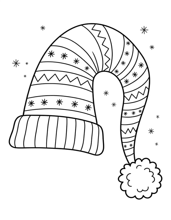Tekenen Wintermuts afdrukbaar eenvoudig